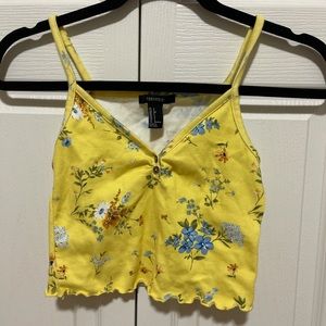 yellow floral cropped tank